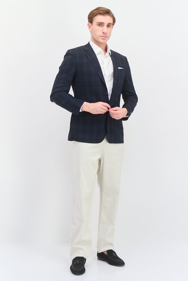 SELECTED Men Regular Fit Plaid Blazer, Black/Blue - Image 4