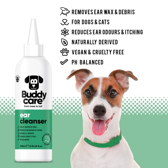 Buddycare Dog Ear Cleanser Soothing Ear Cleaning Solution for Dogs | Naturally Derived Ingredients With Aloe Vera (200ml) - Image 2