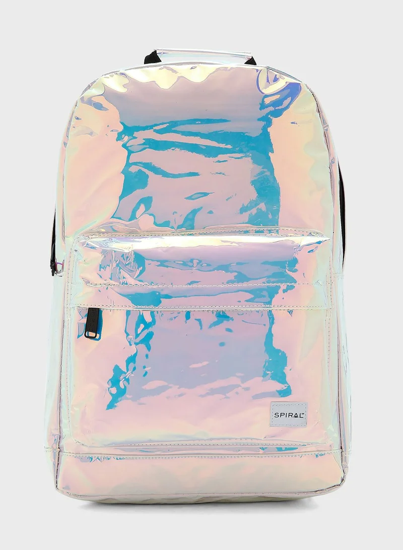 Spiral Top Handle Printed Backpack