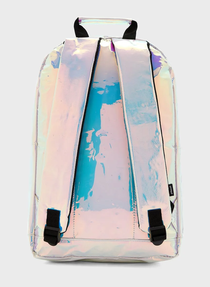 Spiral Top Handle Printed Backpack