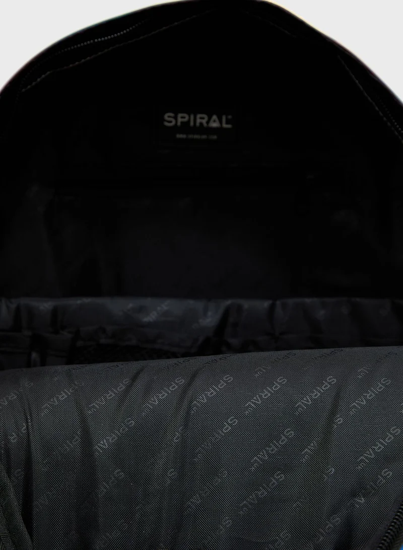 Spiral Top Handle Printed Backpack