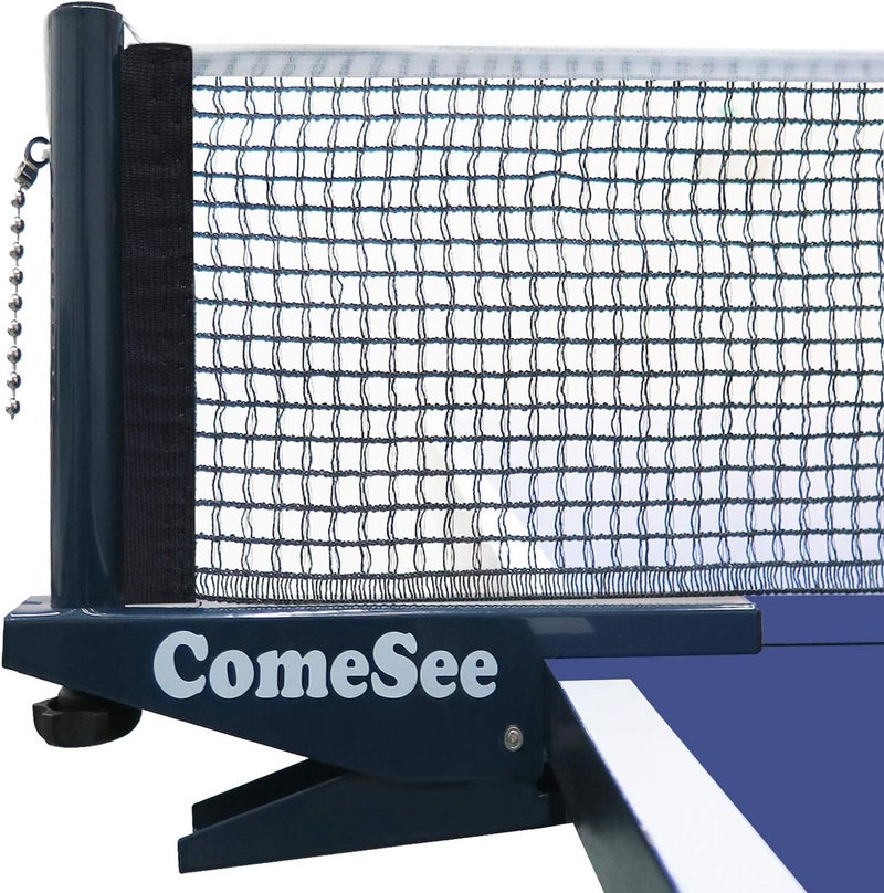 Comesee Professional Ping Pong Net Clip on Easy, Table Tennis Net and Post Set with Spring Activated Clamp, Thick Base Grip, Precision Tension Height Adjustment (Navy) - Image 1
