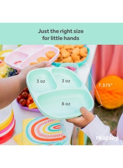 Re-Play Made in USA Deep Walled 3 Compartment Plates, Pack of 4 - Reusable Divided Plates for Kids, Dishwasher and Microwave Safe - Durable Toddler Plates 7.37" x 7.37" x 1.25", White - pzsku/ZD8A8A7A04013890F8CBBZ/45/_/1737031059/68e49773-2ca7-47d7-a8f4-a9846edd5a12