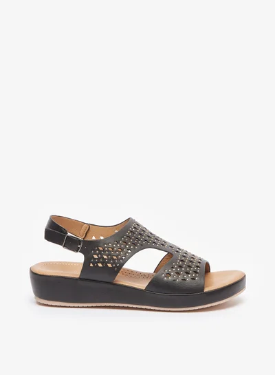 Flora Bella By Shoexpress Womens Embellished Open Toe Sandals with Buckle Closure