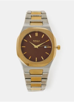 Royale Mega Round Shape Analog Wrist Watch RE158 J - 40mm - Silver Gold  - Image 1