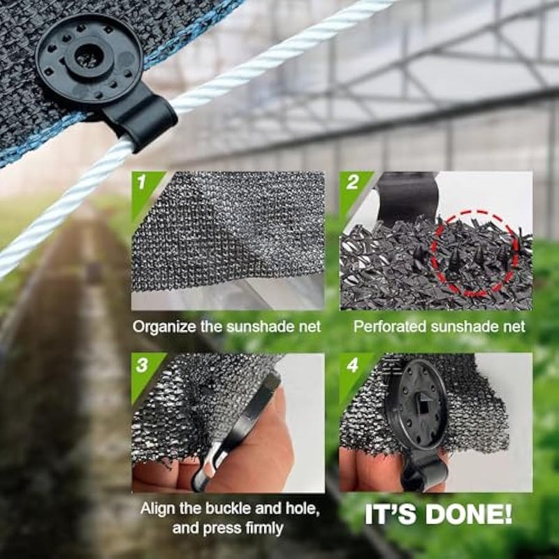 مقبض قفل قماش شديد التحمل، مشبك تثبيت بلاستيكي دائري من البلاستيك، مشبك تثبيت واقي من الشمس، مشبك تثبيت قماش تظليل الصوبة الزراعية، مشابك مظلة مقاومة للرياح (ابيض، 100 قطعة) - Image 5