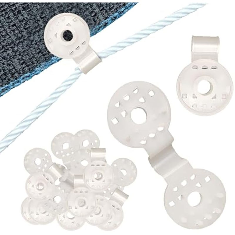 مقبض قفل قماش شديد التحمل، مشبك تثبيت بلاستيكي دائري من البلاستيك، مشبك تثبيت واقي من الشمس، مشبك تثبيت قماش تظليل الصوبة الزراعية، مشابك مظلة مقاومة للرياح (ابيض، 100 قطعة) - Image 1