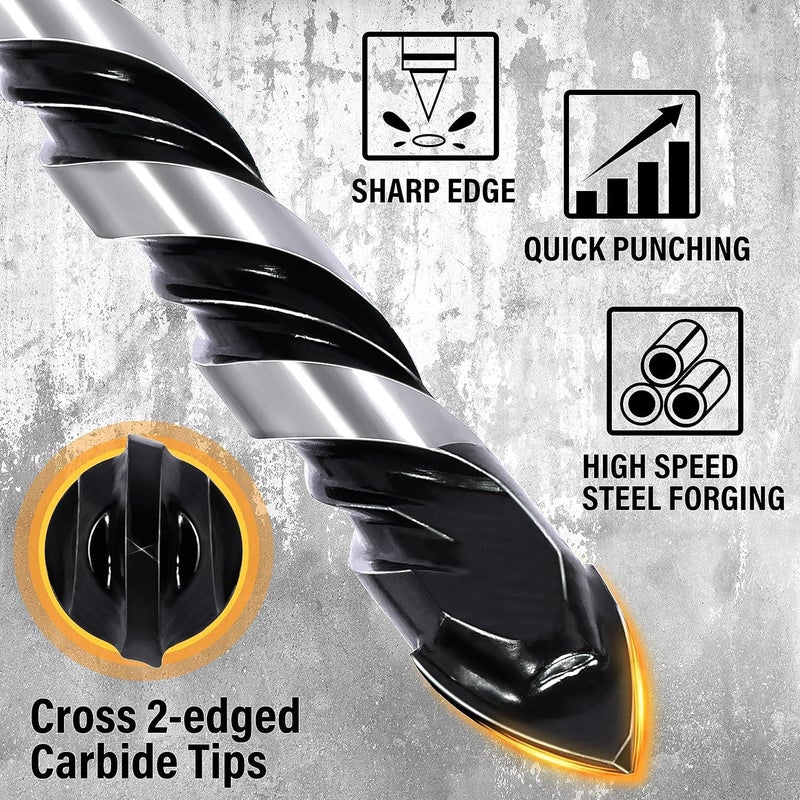 10 Pieces Masonry Drill Bit Set, Concrete Drill Bit Set Carbide Drill Bit Collection Precision Carbide Drills Versatile Drill Bit Set for Wood, Tile, Brick, Glass, Concrete, Ceramic, Cinder Block - Image 3