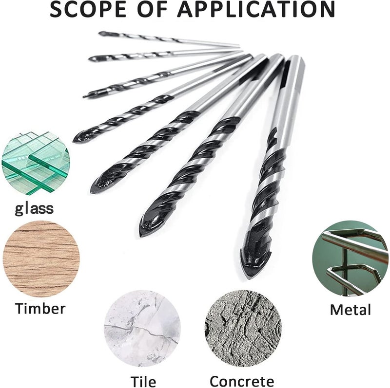 10 Pieces Masonry Drill Bit Set, Concrete Drill Bit Set Carbide Drill Bit Collection Precision Carbide Drills Versatile Drill Bit Set for Wood, Tile, Brick, Glass, Concrete, Ceramic, Cinder Block - Image 4