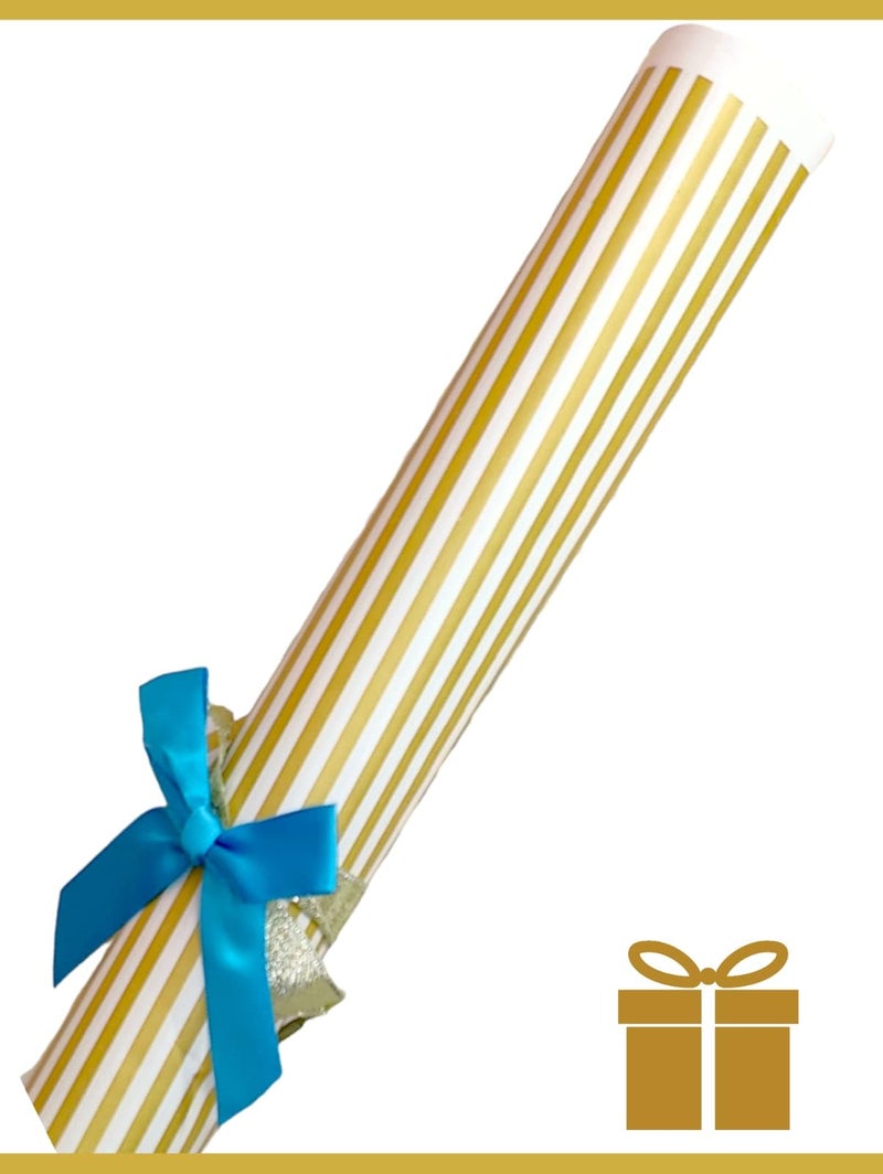 Tera13 ورق تغليف هدايا ذهبي TERA 13، ورق تغليف هدايا، ورق هدايا مبتسم، لفة ورق تغليف، غلاف هدايا، مواد تعبئة هدايا، ورق تغليف هدايا ذهبي (10 قطع) - Image 2