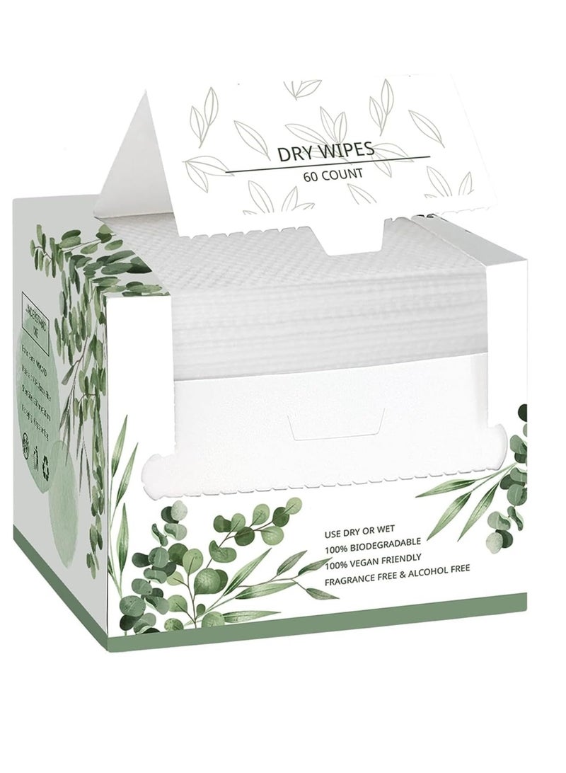 Disposable Face Towel Biodegradable Large Dry Wipes Extra Thick Soft Clean Facial Towels for Sensitive Skin Cleansing Nursing Travel Disposable Makeup Remover Wipes10×12 Inches 60 Count Box - Image 1