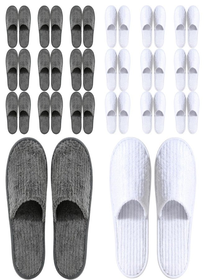 TINSKY 20 Pairs Non-Slip Disposable Slippers For Guests,Bulk Slippers For Hotel,Spa,Travel,Shoeless Home,Spa Slippers With Pouch, White and Gray, 4-9 Big Kid - Image 1