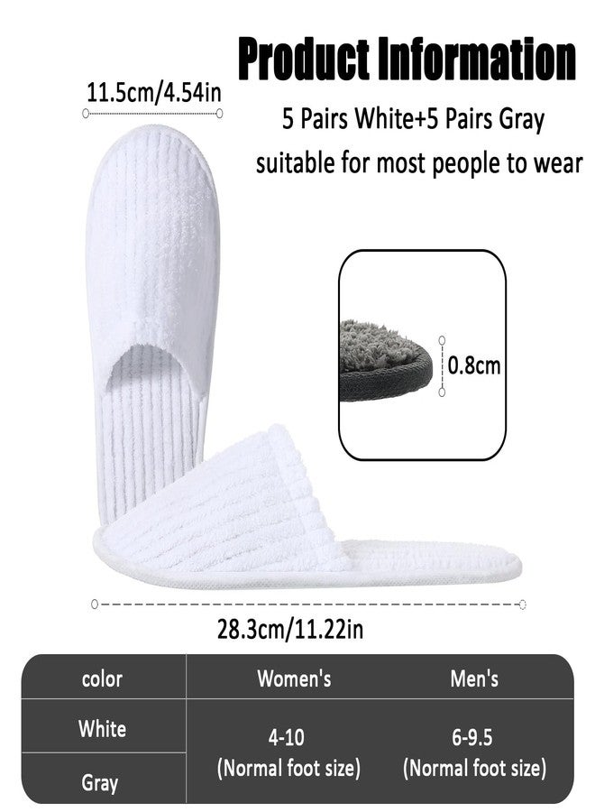 TINSKY 20 Pairs Non-Slip Disposable Slippers For Guests,Bulk Slippers For Hotel,Spa,Travel,Shoeless Home,Spa Slippers With Pouch, White and Gray, 4-9 Big Kid - Image 4
