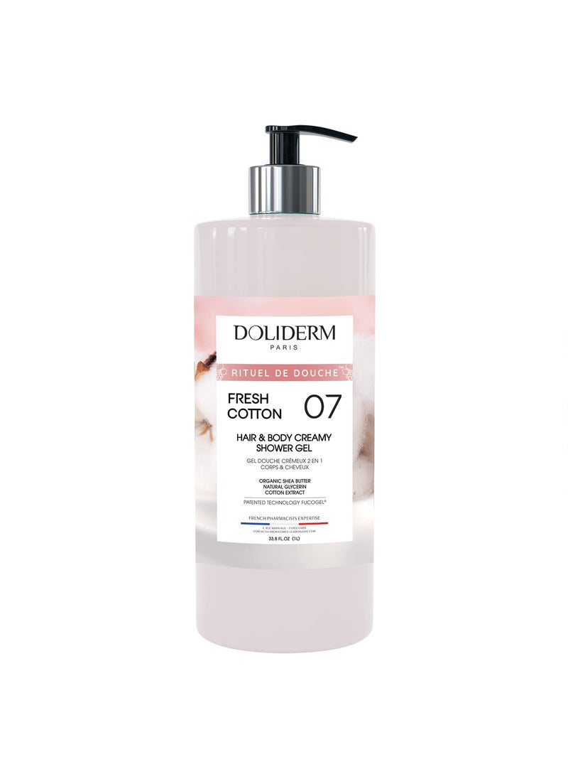 Doliderm - Paris  Creamy Shower Gel 338 Fl Oz Fresh Cotton - Image 1