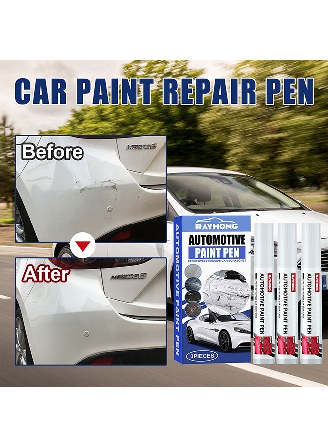 رايهونغ قلم طلاء السيارات - 3 قطع قلم إصلاح خدش السيارة الأبيض ، الطلاء الملمس للخدوش الطفيفة ، مزيل خدوش طلاء السيارات للمركبات - Image 3
