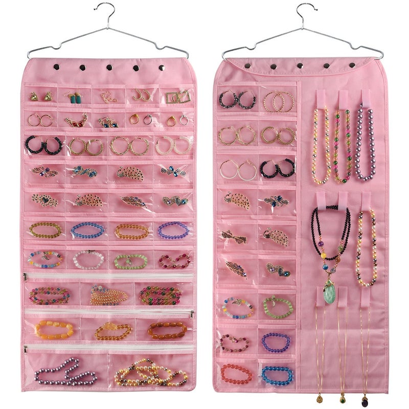 BB Brotrade Hanging Jewelry OrganizerAccessories Organizer56 Pocket Organizer for Holding Jewelries Pink56 Pockets