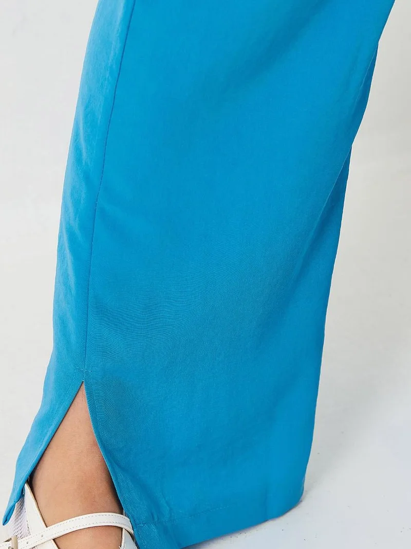 Bianco Lucci Maya Blue LUCCI Palazzo Pants with Pockets for Women | Best Price UAE
