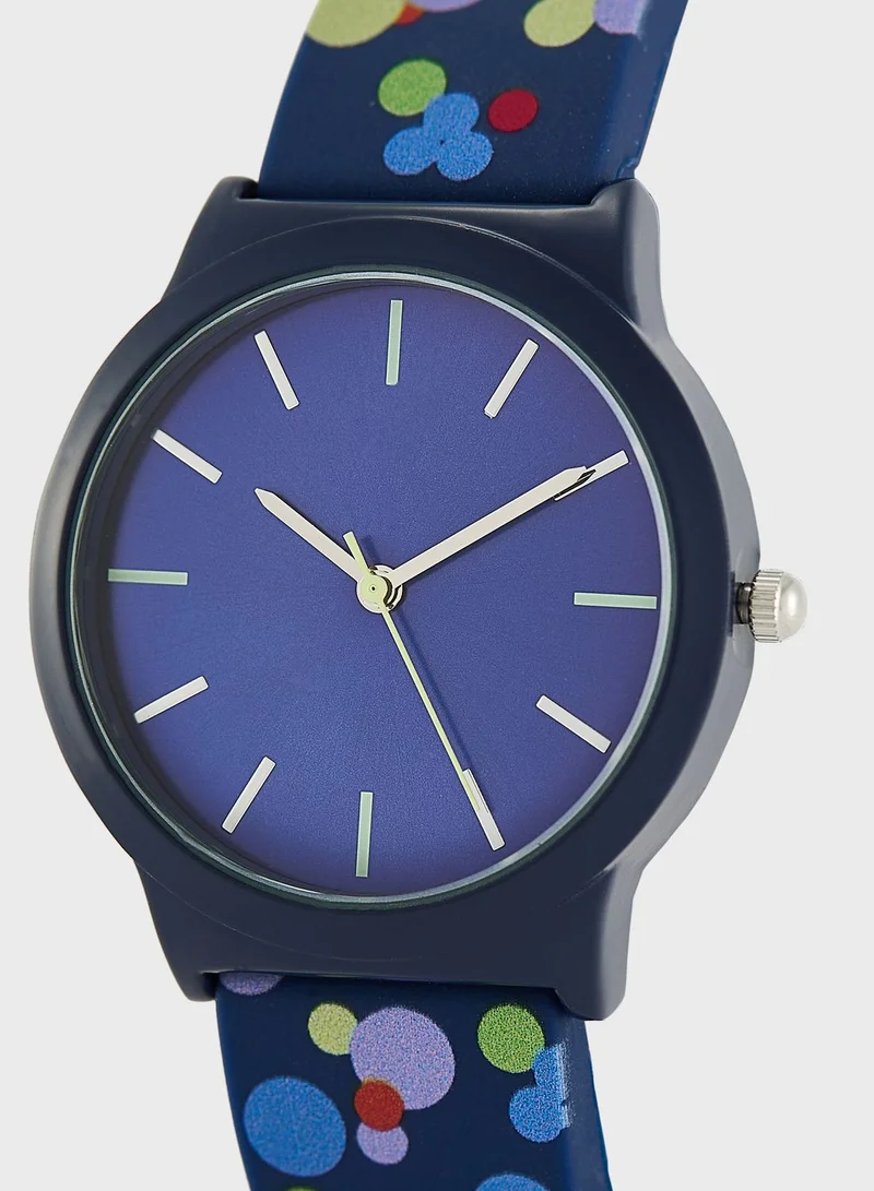 Ginger Confetti Print Silicon Strap Analogue Watch