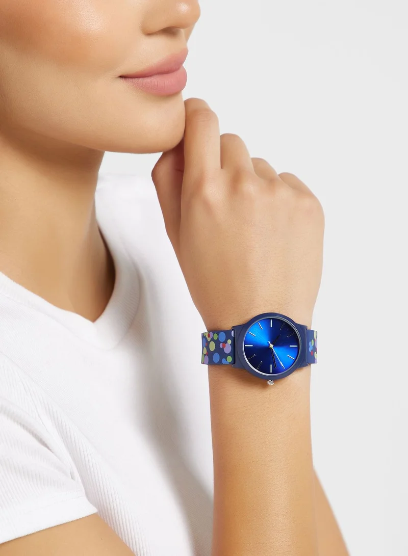 Ginger Confetti Print Silicon Strap Analogue Watch