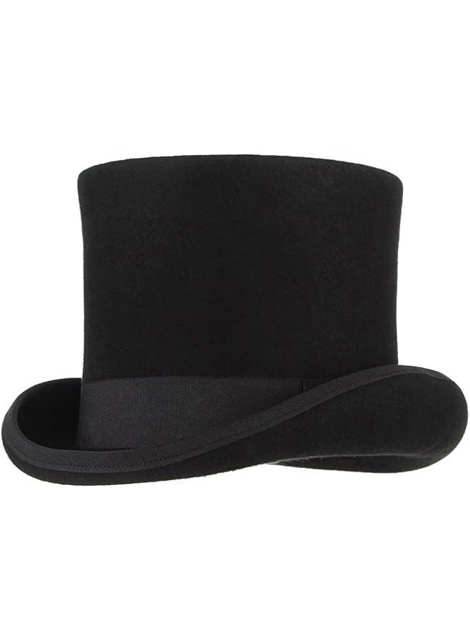 GEMVIE Men's Wool Felt Stage Magic Adults Costume Tall Top Hat 6.7" High Black, Black, L - Image 1
