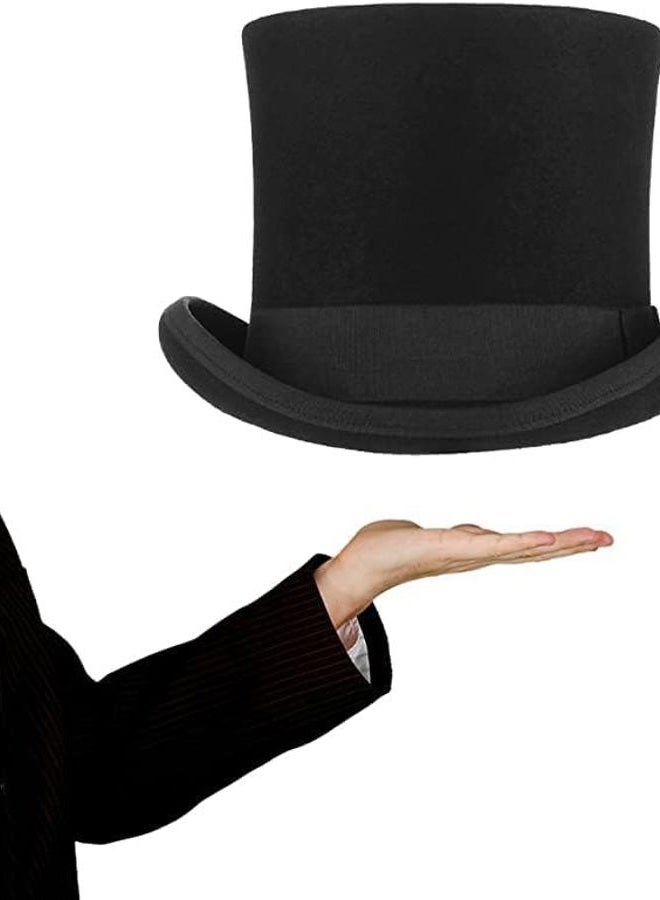 GEMVIE Men's Wool Felt Stage Magic Adults Costume Tall Top Hat 6.7" High Black, Black, L - Image 4