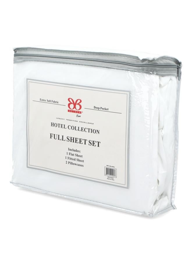 Bibb Home Hotel Collection Extra Soft Fabric Deep Pocket Full Size Sheet Set White Hotel Full - Image 3