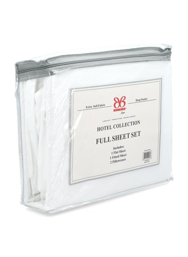 Bibb Home Hotel Collection Extra Soft Fabric Deep Pocket Full Size Sheet Set White Hotel Full - Image 2