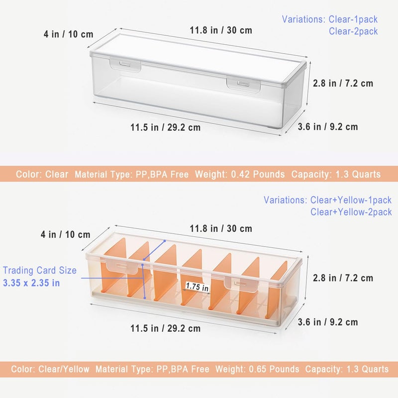 Vidifor Clear Craft and Art Supply Storage Organizer, Small Deep Strips Container with Lid for Makeup, Paint Brush, Tools, Crayon, Stackable (Clear-1pack) - Image 2