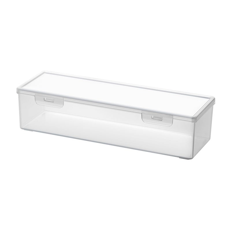 Vidifor Clear Craft and Art Supply Storage Organizer, Small Deep Strips Container with Lid for Makeup, Paint Brush, Tools, Crayon, Stackable (Clear-1pack) - Image 1