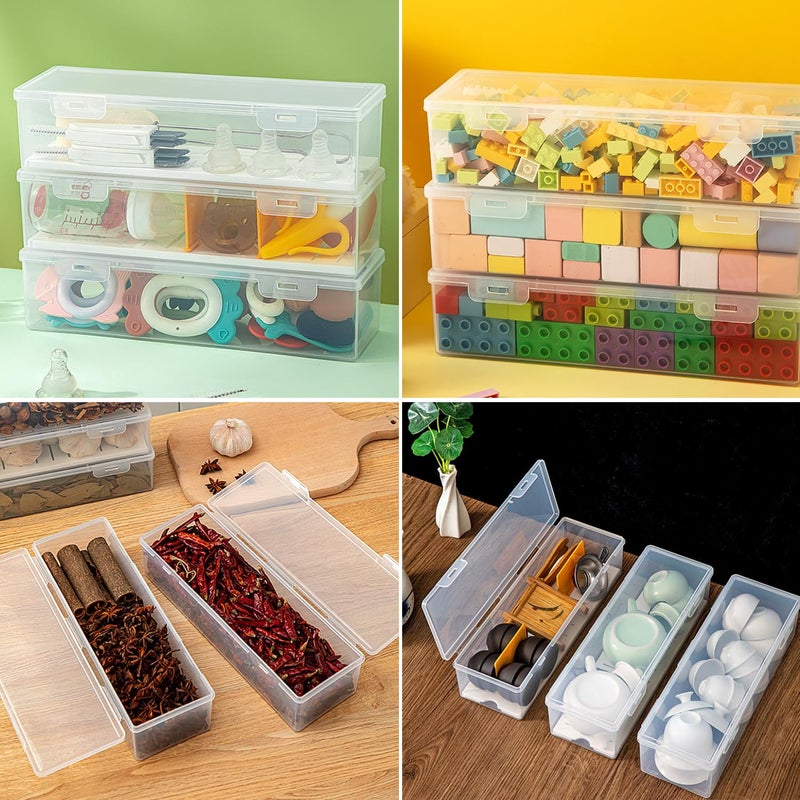 Vidifor Clear Craft and Art Supply Storage Organizer, Small Deep Strips Container with Lid for Makeup, Paint Brush, Tools, Crayon, Stackable (Clear-1pack) - Image 3