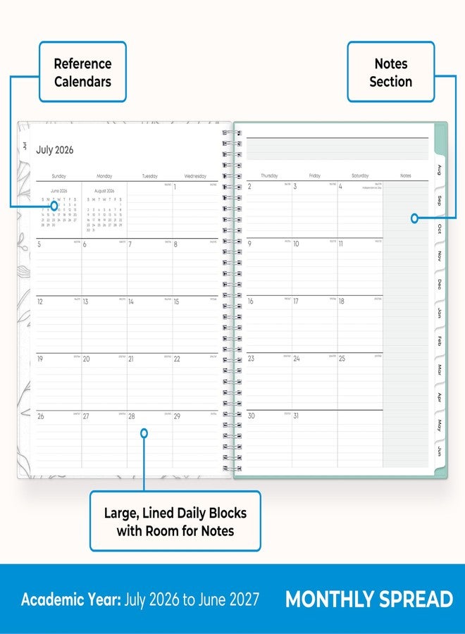 Blue Sky 2026-2027 Weekly and Monthly Academic Year Teacher Lesson Planner Calendar, July 2026 - June 2027, 8.5" x 11", Flexible Cover, Wirebound, Laminated Tabs, Storage Pocket, Prairie Aqua - Image 4