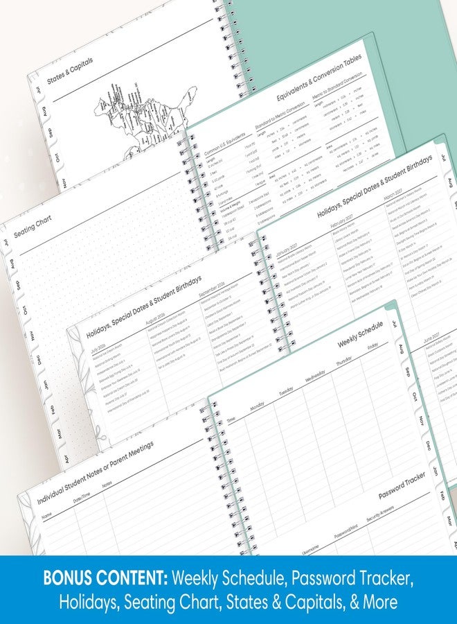 Blue Sky 2026-2027 Weekly and Monthly Academic Year Teacher Lesson Planner Calendar, July 2026 - June 2027, 8.5" x 11", Flexible Cover, Wirebound, Laminated Tabs, Storage Pocket, Prairie Aqua - Image 5