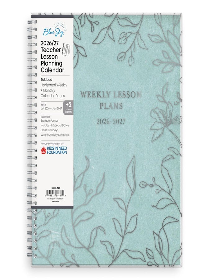 Blue Sky 2026-2027 Weekly and Monthly Academic Year Teacher Lesson Planner Calendar, July 2026 - June 2027, 8.5" x 11", Flexible Cover, Wirebound, Laminated Tabs, Storage Pocket, Prairie Aqua - Image 1