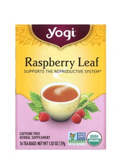 Yogi Tea Raspberry Leaf Caffeine Free 16 Tea Bags 1.02 oz (29 g)  - Image 1