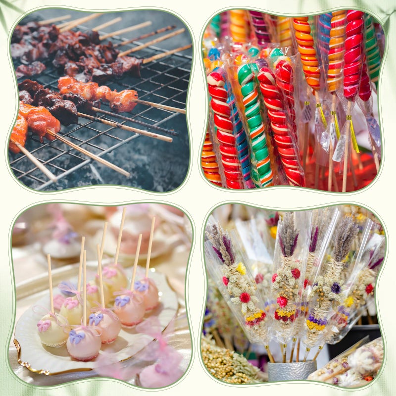 Yexiya Candy Kabob Bags with Sticks100 Cellophane Treat Bags with Twist Ties and 100 Natural Bamboo Skewers 3 x 11 Inches Clear Rod Bag for Packaging Marshmallow Pretzel Treat Candies - Image 4