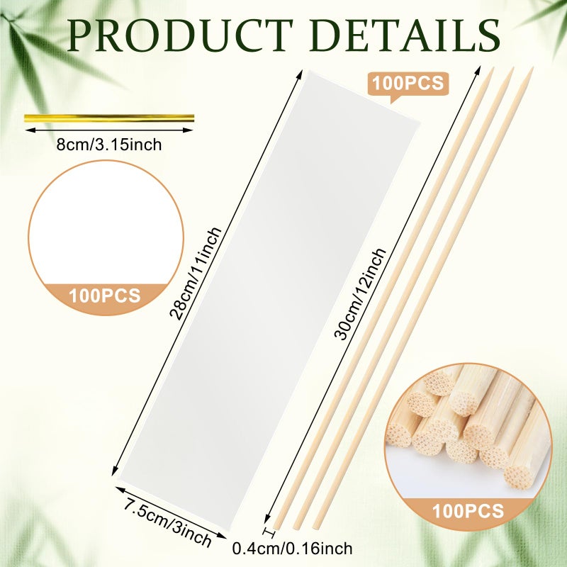Yexiya Candy Kabob Bags with Sticks100 Cellophane Treat Bags with Twist Ties and 100 Natural Bamboo Skewers 3 x 11 Inches Clear Rod Bag for Packaging Marshmallow Pretzel Treat Candies - Image 2