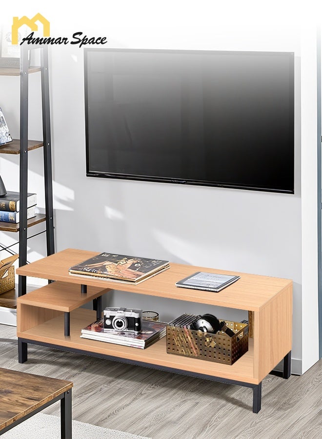 مساحة عمار طاولة وسط غرفة المعيشة، خزانة تلفاز، طاولة أريكة خشبية مستطيلة، طاولة قهوة من طبقتين مع رف تخزين مفتوح - 106*39.5*40 - Image 1