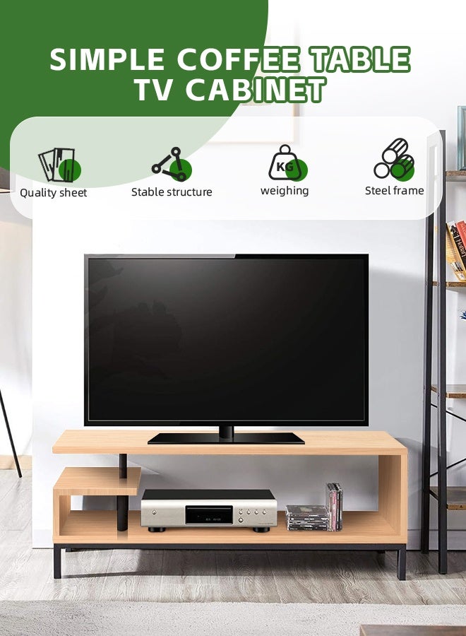 مساحة عمار طاولة وسط غرفة المعيشة، خزانة تلفاز، طاولة أريكة خشبية مستطيلة، طاولة قهوة من طبقتين مع رف تخزين مفتوح - 106*39.5*40 - Image 3