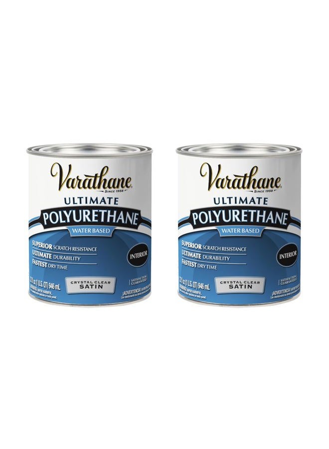 VARATHANE 200241H-2PK بولي يوريثان نهائي قائم على الماء، تشطيب ساتان، ربع جالون (عبوة 2) - Image 1