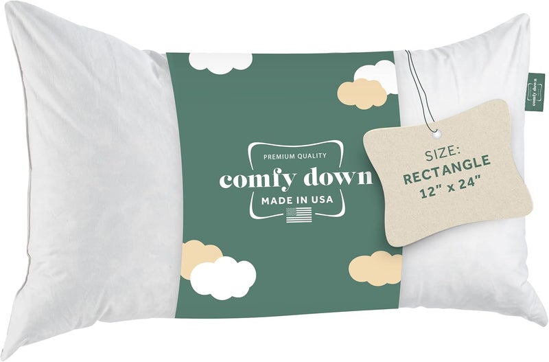 ComfyDown Decorative Throw Pillow Insert, Down and Feather Fill, 100% Cotton Cover, 233 Thread Count - Made in USA (12 X 24) - Image 1