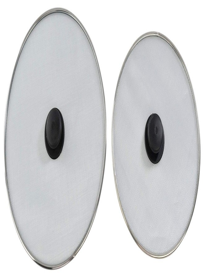 هوم-إكس واقي تناثر الزيت للمقالي من HOME-X، غطاء مضاد للتناثر بشبكة من الفولاذ المقاوم للصدأ، واقي تناثر الزيت للمقلاة، طقم من قطعتين، قطر 11 ¼ بوصة وقطر 9 ¾ بوصة. - Image 1