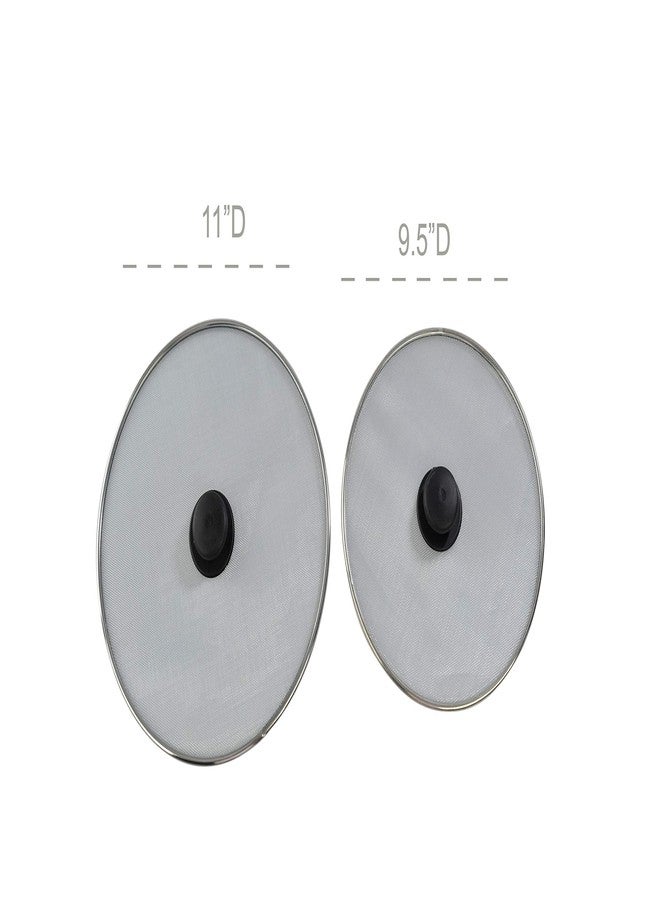 هوم-إكس واقي تناثر الزيت للمقالي من HOME-X، غطاء مضاد للتناثر بشبكة من الفولاذ المقاوم للصدأ، واقي تناثر الزيت للمقلاة، طقم من قطعتين، قطر 11 ¼ بوصة وقطر 9 ¾ بوصة. - Image 4