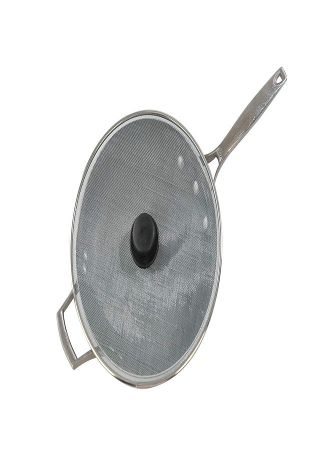 هوم-إكس واقي تناثر الزيت للمقالي من HOME-X، غطاء مضاد للتناثر بشبكة من الفولاذ المقاوم للصدأ، واقي تناثر الزيت للمقلاة، طقم من قطعتين، قطر 11 ¼ بوصة وقطر 9 ¾ بوصة. - Image 2