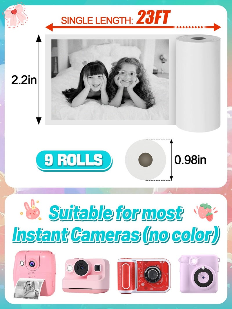 Biubee 9 Rolls Kids Instant Camera Print Refill Paper- Photo Printer Thermal Paper Rolls Instant Print Camera Refill Paper for 4 5 6 7 8 9 10 Year Old Girls Boys Birthday Gifts - Image 5