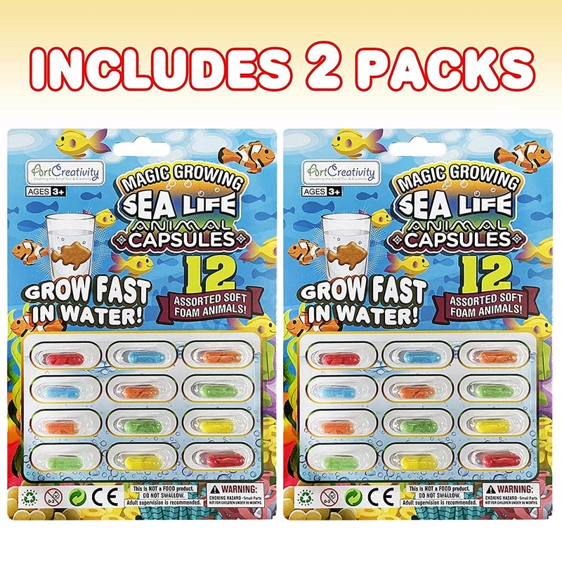 ArtCreativity Magic Growing Sea Life Animal Capsules, 2 Packs, 24 Expanding Animal Capsules, Grow in Water, Cute Color and Design, Kidsâ€™ Birthday Party Favor, Easter Basket, Contest Prize or Gift Idea - Image 2