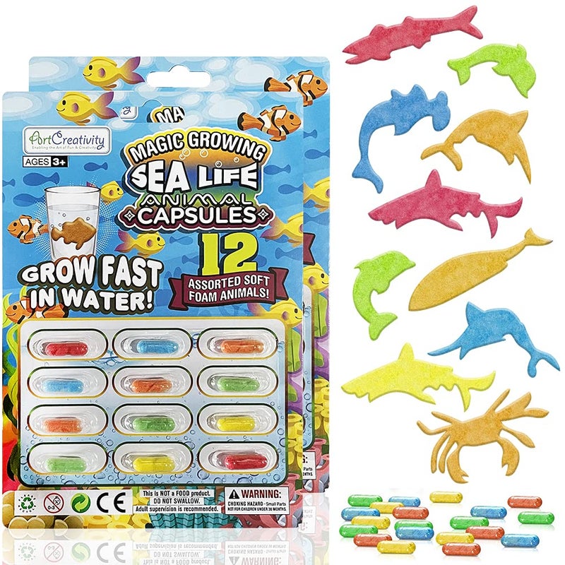 ArtCreativity Magic Growing Sea Life Animal Capsules, 2 Packs, 24 Expanding Animal Capsules, Grow in Water, Cute Color and Design, Kidsâ€™ Birthday Party Favor, Easter Basket, Contest Prize or Gift Idea - Image 1