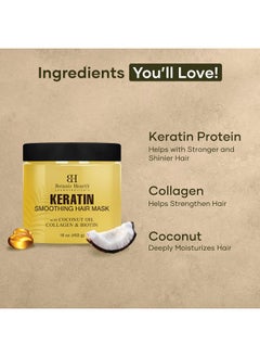 Botanic Hearth Keratin Hair Mask Biotin Collagen & Coconut Oil For Dry Damaged Treated Hair Restore Repair Smoothing Conditioning & Strengthen All Hair Types For Men & Women 16 Oz  - Image 2