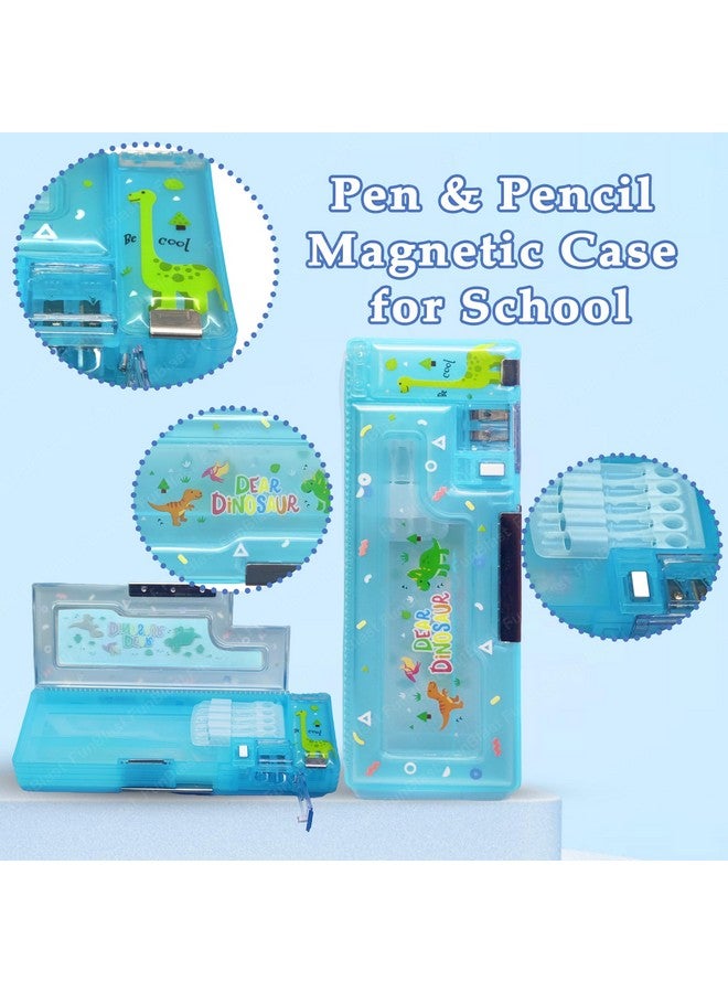 FunBlast Magnetic Pencil Case With Sharpener Dinosaur Themed Luxury Pencil Box For Kids Stationary Organizer Pencil Box For Girls, Kids, Boys (Dear Dinosaur) Multicolor - Plastic - Image 4