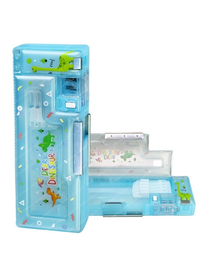 FunBlast Magnetic Pencil Case With Sharpener Dinosaur Themed Luxury Pencil Box For Kids Stationary Organizer Pencil Box For Girls, Kids, Boys (Dear Dinosaur) Multicolor - Plastic - Image 1