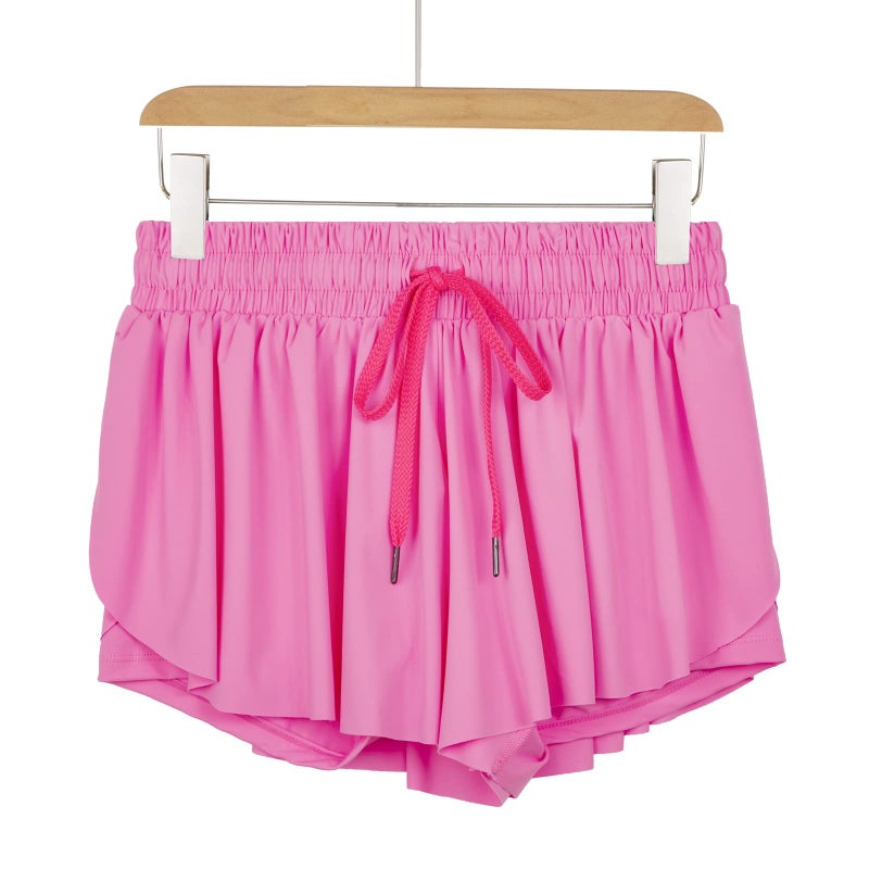 Blaosn Flowy Athletic Shorts for Women Gym Yoga Workout Running Sweat Short Pants spandex Butterfly Tennis Skort Skirt with Pockets underneath Girls Cute Comfy Trendy Clothes Casual Summer Outfits Hot Pink M - Image 3